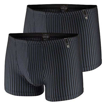 Götzburg Herren Mikrofaser Boxershorts im 2er Pack (L, schwarz/grau gestreift) im Sale